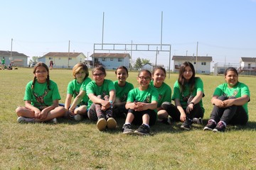 Paddle Prairie School students enjoying the warm weather at the Northland Games!